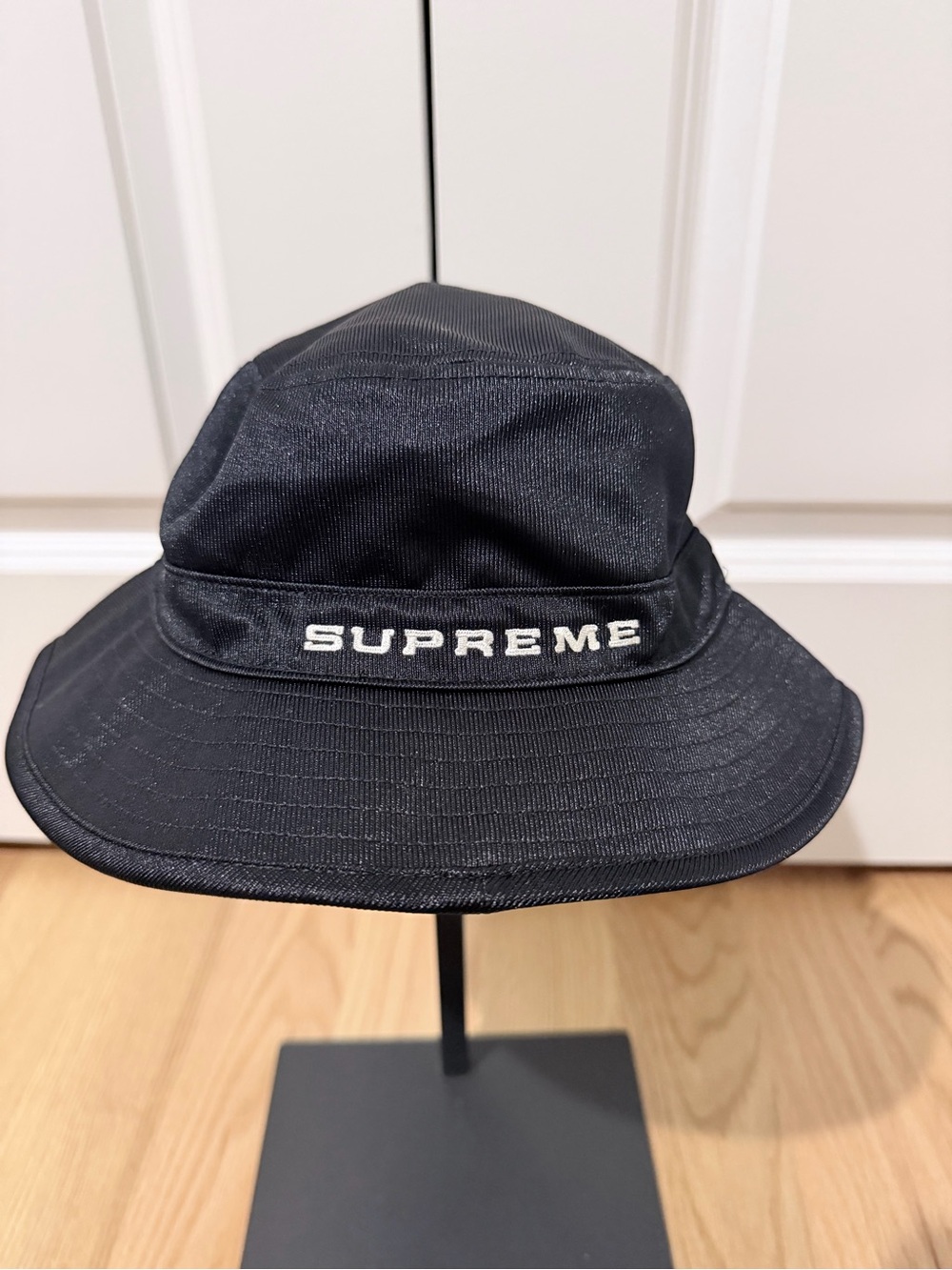 Supreme Navy/Black Bucket Hat with White Embroidered Logo